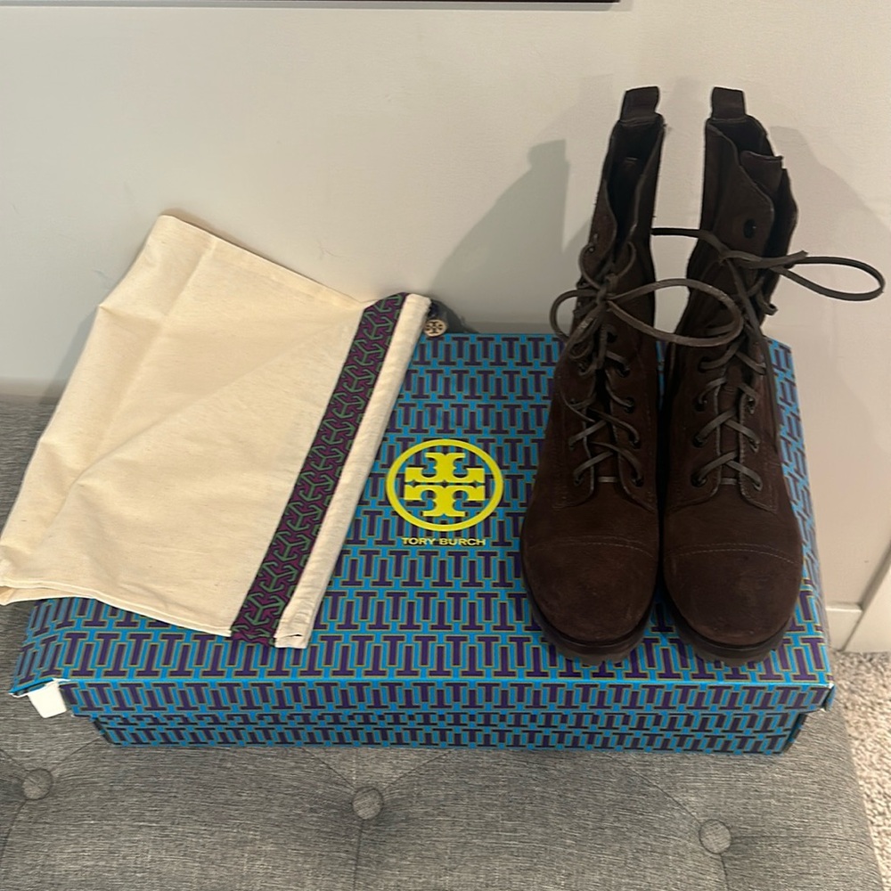 Tory Burch | Brown Suede | Broome Lace Up Boots